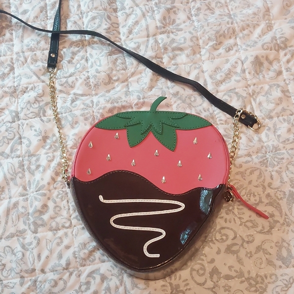 kate spade Handbags - Kate Spade Chocolate-Dipped Strawberry Crossbody Bag - Pink, Brown, Green